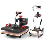 CREWORKS Heat Press Machine, 38×38 cm 5 in 1 Heat Press with Digital Control, Swing Away Multipurpose T Shirt Press Machine with Dual Heating Tubes for Mug Plate Hat Cap