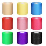 9 Pieces Pre Wrap Athletic Tape Foam Underwrap Tape 30 Yards Sports Prewrap Soccer Athletic Tape Bandage 2.75 Inches Elastic Underwrap for Hair Ankles Wrists Hands Knees Elbow(Assorted Colors)