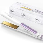 Faszin Hair Straighteners, Ionic Titanium Plate for Smooth Shiny Results, 20S Fast Heat Up Flat Iron, Clear LCD Display, 2 in 1 Straightener and Curler Styling Tool for Straighten Hair (White)