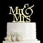 Mr and Mrs Cake Topper, Bride And Groom Sign Wedding Engagement Cake Toppers Decorations (Mirror Gold Acrylic)