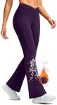 Women's Fleece Lined Pants Water Resistant Winter Thermal Flare Leggings Hiking Snow Pants for Women 4 Pockets(Purple 29-XS)