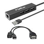 LAN Ethernet Adapter with 3 USB Port Hub with OTG USB Power Included for TV Streaming Devices FIRESTICKS, 2nd Gen, 3rd Gen 4K firestick, Expand Storage and More