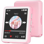 MP3 Player with Bluetooth, 128GB Music Player with 1.8in Full Touch Color Screen, Built-in Speaker, FM Radio & Voice Recorder, Supports MicroSD up to 128GB - Perfect for Kids & Sports (Pink)