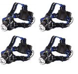 Wolblix Best Super Bright Headlamp Light | Rechargeable Head Torch | Hands Free Head Flashlight LED Lmap Water Resistant Drop Resistant Head Lamp Spotlight for Camping Fishing Running Cycling (Pack Of 4)