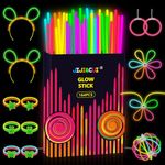 164pcs Glow Sticks, Glow Sticks Party Packs, Neon Glow Sticks Party Set, Glow in Dark Party Supplies Connectors for Glow Bracelets Flower, Glow Sticks Bulk Favors for Kids & Adult Party Decoration