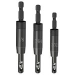Upgraded CC2430 VIX Bit Self Centering Drill Bit Set 3/32", 7/64", 1/8" for 1/4 in Clic-Change Hex Shank Drill, #6 8 10 Self-Centering Hinge Drill Bit Center Finding Drill Bit, 3 Piece