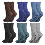 Coumy 6 Pairs Fuzzy Grip Socks for Women Men Cozy Slipper Socks Non Slip Winter Fluffy Socks Plush Warm Sleep Socks House Socks Anti Skid Socks