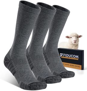 Fiducom Merino Wool Work Socks for Men 3 Pairs Cushioned Boot Socks Moisture-Wicking Breathable Ideal for Long Shifts Heavy Duty Jobs