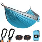 NATUREFUN Ultra-Light Travel Camping Hammock | 300kg Load Capacity,(275 x 140 cm) Breathable,Quick-drying Parachute Nylon | 2 x Premium Carabiners,2 x Nylon Slings Included | Outdoor Indoor Garden