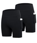 DEVOROPA Girls 5" Spandex Volleyball Shorts 2-Pack Youth Athletic Gymnastics Shorts Kid Yoga Dance Compression Shorts Pocket Black XL