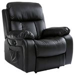 More4Homes CHESTER ELECTRIC HEATED MASSAGE RECLINER BONDED LEATHER CHAIR SOFA GAMING HOME ARMCHAIR (Black)