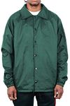 Shaka Wear Men’s Coach Jacket – Classic Windbreaker Nylon Water Resistance Relaxed Fit Snaps Blank Coat - green - XXL