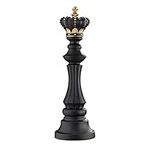 Navaris Chess Statue Decor Piece - 40.5cm (16") Tall Decorative Resin Sculpture - Large Game Figure Decoration Ornament for Home, Office, Study - Black King