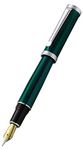 Xezo Architect Fine Nib Handcrafted Fountain Pen, Emerald Green Lacquer, Guilloche Engraved, Platinum Plated. Limited Edition, and Serialized