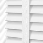 White Faux Wood Window Venetian Blind/Blinds - Easy Fit Child Safe Trimmable Shutters - 50MM Slats with Aluminium Headrail & Matching Facia (White, Width: 120cm / Length: 150cm)