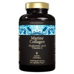 Marine Collagen Capsules with Hyaluronic Acid + Vitamin C 2400mg - High Strength Collagen Supplements for Women - 120 Capsules - for Skin, Joints & Hair - Collagen Tablets Alternative - Satin Naturel