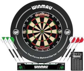 Winmau Diamond Plus Dartboard Surround Set - Professional Darts Accessories - Includes Diamond Plus Dart Board, Surround, 2 Sets of Precision Darts & More