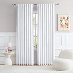 DUALIFE Pure White Curtains 96 Inches Long, White Room Darkening Curtains Back Tab/Rod Pocket Bedroom Draperies, Thermal Insulated Window Treatment Panels 52 x 96 Inch, 2 Panels