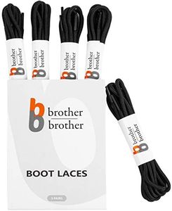 Brother Brother Boot Laces (5 Pairs) of Heavy Duty and Durable Round Shoelaces for Work, Hiking and Walking Boots Black Size: 55'' Inches (140CM)