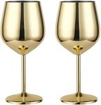 Rudra Exports Stainless Steel Stemmed Wine Glasses 350 ml, Unbreakable Wine Glass Goblets, Gift for Men and Women, Party Glasses - 350 ml (Gold)