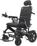 Klano KL11 Reclining Foldable Electric Wheelchairs for Adults - 600W Power Motor - Longest Range 25 Miles of Freedom: Airline Approved with Dual 12AH Lithium Batteries - Include Headrest