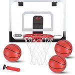 PATIKIL Indoor Mini Basketball Hoop Set, 16" x 12" Door Basketball Hoop Electronic Scoreboard Pro Mini Basketball Hoop with 3 Mini Basketball for Adults Door Wall