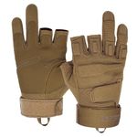 Seibertron S.O.L.A.G-T Tactical Three Fingerless Gloves - Water Resistant Impact Protection Outdoor Sports Gloves Coyote L