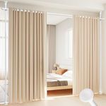 No Drill Curtain Rod for Room Separation, 4-10ft (H) 28-70in (W) Adjustable Heavy Duty Floor to Ceiling Room Partition, Portable Hanging Divider, Space Separator - White
