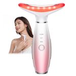 3 Color Face Massager,Face Sculpting Tool for Double Chin,Facial Massager,Face Neck Massager with Vibration and Heat,Beauty Device at Home.（Pink）