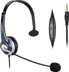 Callez 3.5mm Cell Phone Headset, Mono Computer Headset with Noise Cancelling Microphone, Compatible with iPhone Samsung Huawei Smartphones Laptop iPad iPod Skype PC