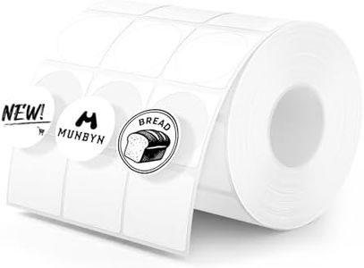 MUNBYN 3-Up Thermal Labels, 1 Inch Round Thermal Stickers, Works Only with MUNBYN 403B Printer, Adhesive Circle Labels for Logo, QR Code, Inventory, 2400 Stickers/1 Roll