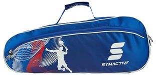 Amazon Brand - Symactive Triple Zipper Badminton Kit Bag | Water-Repellent Outer Fabric | Triple Compartments (Navy Blue)