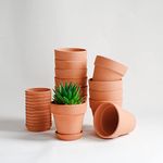 HERDUK Terracotta Pots 4 inch, Pack of 12 Clay Pots for Plants, Small Terracotta Pots with Drainage Holes and Saucers, Mini Nursery Plant Pots for Succulents, Cactus, Indoor,Outdoor