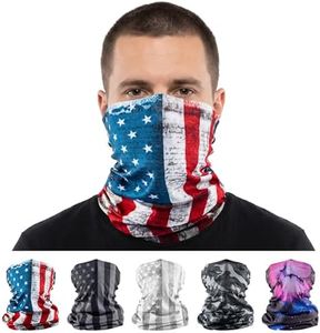 S A Company 5 Pack Face Shields UV 30+, Multipurpose Neck Gaiter, Lightweight, Breathable, Sun and Dust Defense for Outdoors
