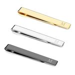 Drperfect 3 Pcs Stainless Steel Tie Clips for Men Elegant Personalized Letter Tie Clip Set for Men Classic Gold Silver Black Tone Tie Bar Father's Day Gifts Business Wedding Anniversary12