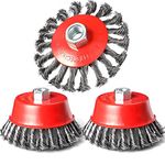 DaduoRi 3 Pack Wire Wheels for 4 1/2 Angle Grinder, 3 & 4 Inch Wire Brush Set for Grinder with 5/8 -11 Threaded Arbor,Heavy Duty Twisted Knotted Cup Brush for Cleaning Metal Rust Stripping Abrasive