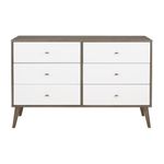 Prepac DDBR-1409-1 Milo Mid Century Modern Dresser, 6-Drawer, Multicolor