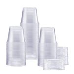 [5.5 oz. - 100 Sets] Disposable Portion Cups With Lids, Souffle Cups, Jello Shot Cups, Condiment Sauce Containers