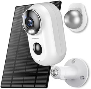 ZUMIMALL Solar Security Cameras Wireless Outdoor, 2K Outdoor Camera Wireless Solar, 2.4G WiFi Battery Camera, 3MP Color Night Vision, Magnetic Mount,Siren,PIR/AI Analyse, IP66, Cloud(White)