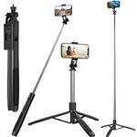 YUGAM 5 feet Selfie Stick Tripod Stand with Wireless Remote 360 Rotatable Multifunction for vlogging YouTube Video/Photo