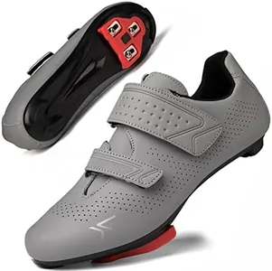 Mens Womens Cycling Shoes Compatible with Pelaton Road Bike Pelaton Shoes Riding Shoes Bicycle Pre-Installed Delta Cleats(3_Grey,47)