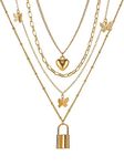 Vembley Charming Gold Plated Multi Layered Heart and Butterfly Necklace For Women and Girls