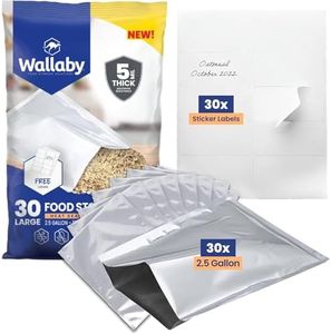 30x Wallaby 2.5-Gallon Mylar Bag Bundle - (5 Mil - 12" x 18") Mylar Bags + 30x Labels - Heat Sealable, Food Safe, & Reliable Long Term-Food Storage Solutions - Silver