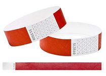 Tyvek Wristbands 3/4 inch 100 Pack, Paper Like Bracelets Used for Events, Nightclubs, waterparks etc. Red