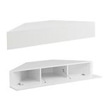 24/7 Shop at Home French 47 inch Modern Floating TV Console Table with 3D Wavy Panel Door, Wood Entertainment Center with Storage Space, Wall Corner Shelf for Living Room, Bedroom, Office, White Pure