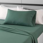 Amazon Basics Lightweight Super Soft Easy Care Microfiber Bed Sheet Set with 36-cm Deep Pockets - Single, Emerald Green