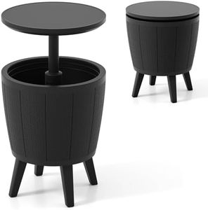 Costway Outdoor Cool Cocktail Bar Table, 38L Beer & Wine Cooler with Lift-Top & Drainage Plug, All-Weather Resistant Hot Tub Side Table Patio Furniture for Pool, Deck & Camping (Black)