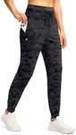 G Gradual Women's Joggers Pants with Zipper Pockets High Waisted Sweatpants Athletic Tapered Pants for Women Lounge Workout(Grey Camo,M)