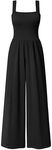 OQQ Women Jumpsuits Dressy Casual Sleeveless Square Neck One Piece Outfits Causal Wide Leg Jumpsuit Black