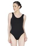 The Dance Bible Women Tank Leotard Spandex One Piece Solid Sleeveless Bodysuit (Black, Large)